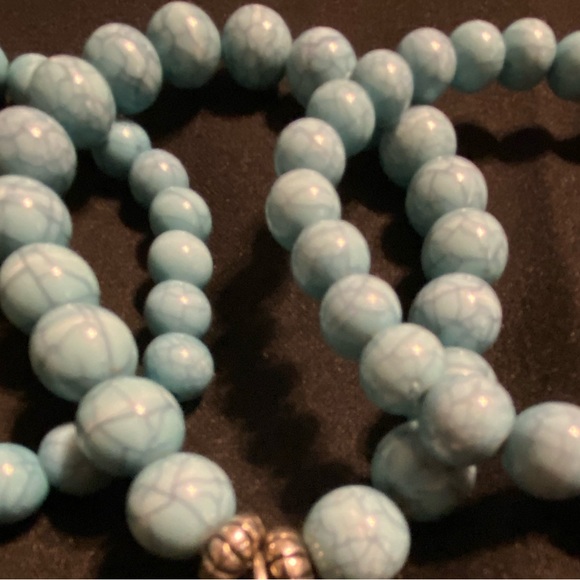Turquoise beaded elastic bracelets - Picture 2 of 3
